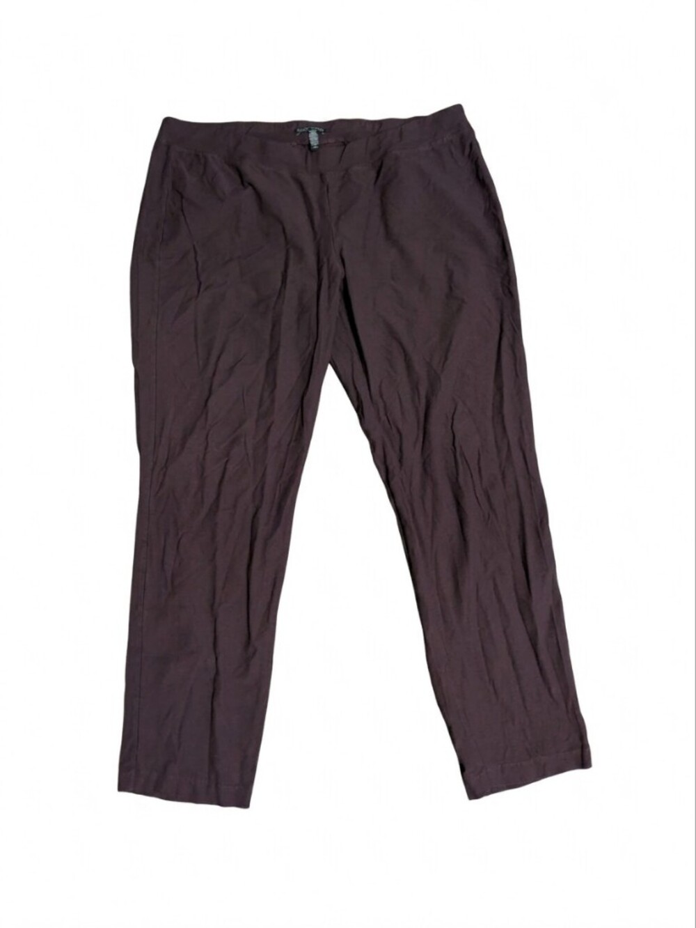 Eileen Fisher Pants Women Large Viscose Stretch Pull On Ankle Plum Burgundy USA